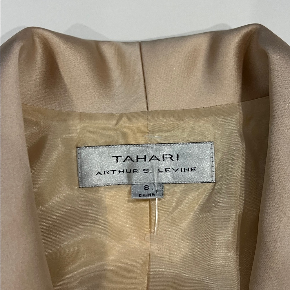 Tahari ASL Champagne Satin Waist Tie with Lace Straight Skirt Suit size small - Picture 2 of 7